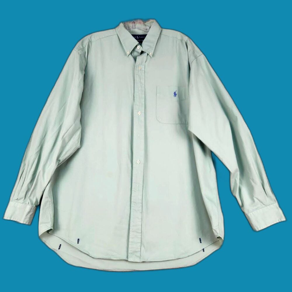 Ralph Lauren Men's Classic Green Button-Down Shirt Size XL